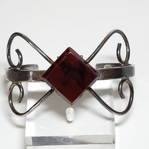 Jasper Sterling Silver Bracelet Cuff Vintage